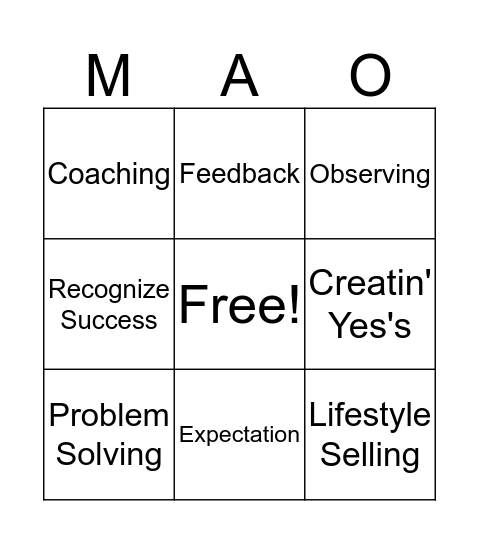 Managing and Observing the Sales Floor Bingo Card