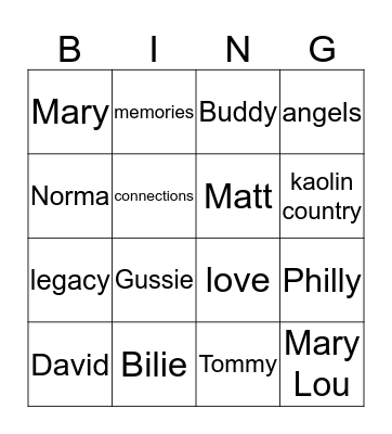 Haynes & Clover Family Reunion Bingo Card