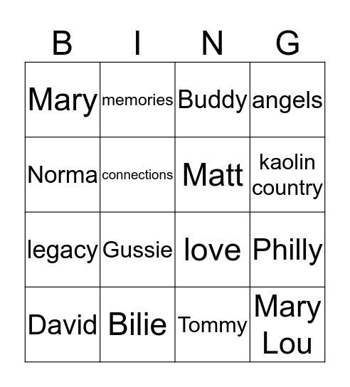 Haynes & Clover Family Reunion Bingo Card