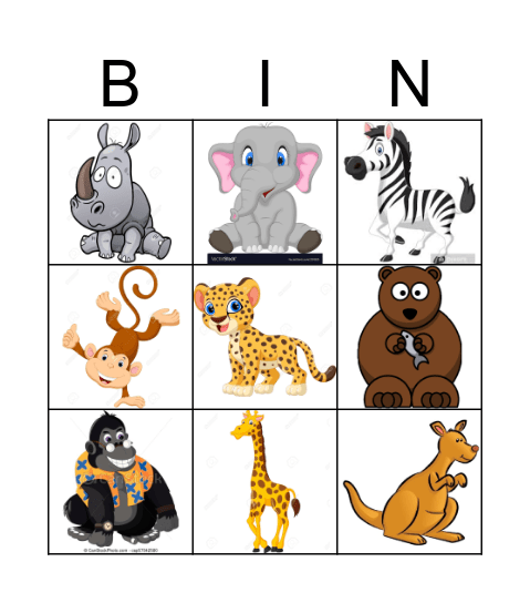 Wild Animals Bingo Card