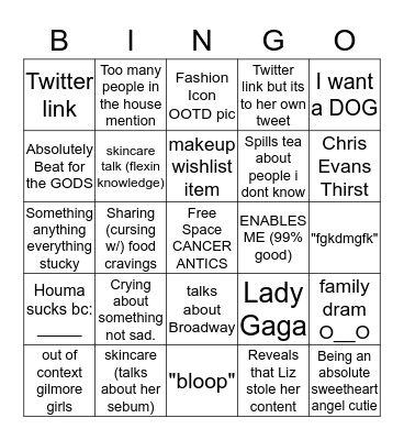 Brooke BINGO BANGO BOINGO  Bingo Card