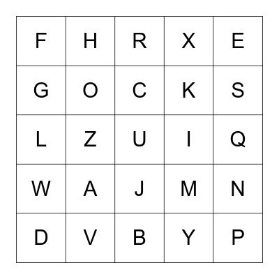 Alphabet Bingo Card