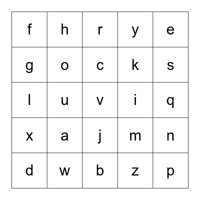 Alphabet Bingo Card