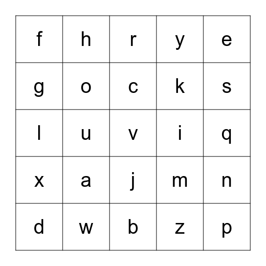 Alphabet Bingo Card