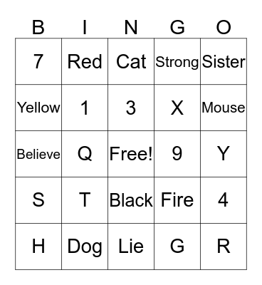 ASL Bingo Card