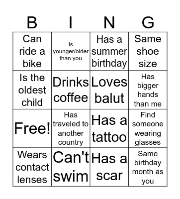 Introduction Bingo Card