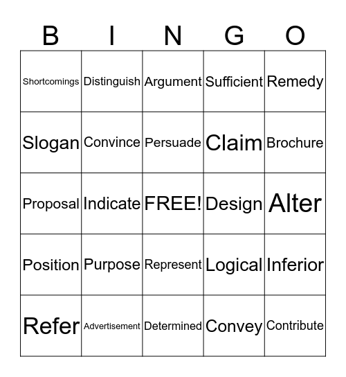 ELA Quarter 3 Words Bingo Card