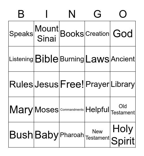 MOSES Bingo Card