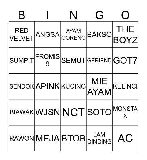 JOHNNY VISUAL SM Bingo Card