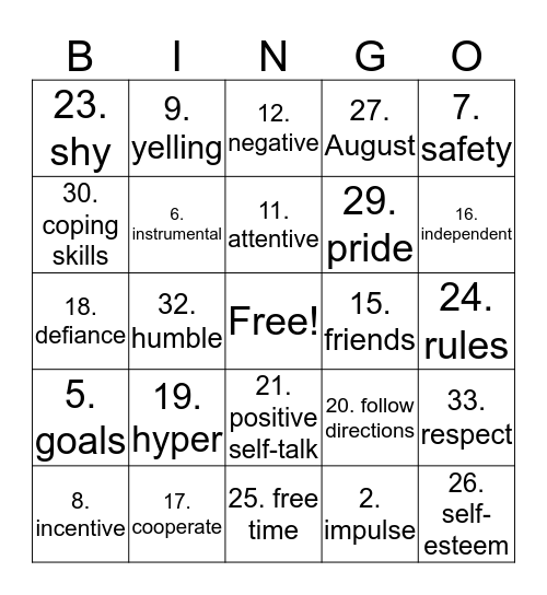 WEEK 3 AND STUFF Bingo Card