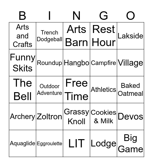 Squanto Bingo Card