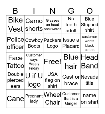 BlackOut  Bingo Card