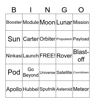 Space Bingo Card