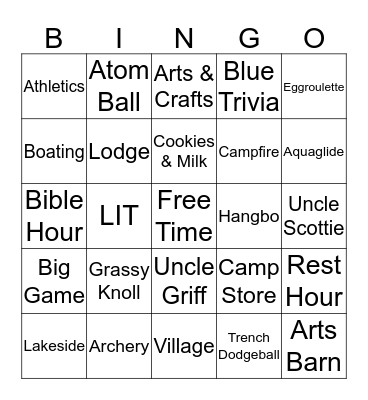 Squanto Bingo Card