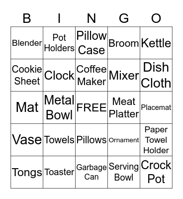 Bridal Shower Bingo Card