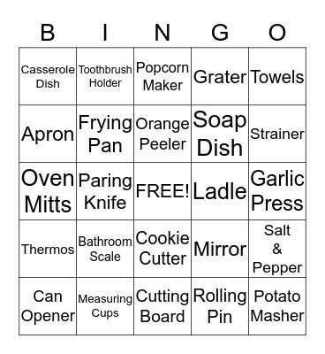 Bridal Shower Bingo Card
