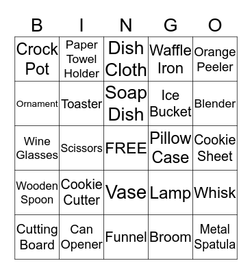 Bridal Shower Bingo Card