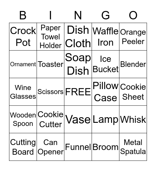 Bridal Shower Bingo Card