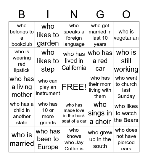 Games Night  Bingo Card