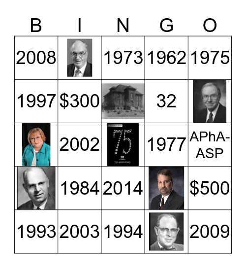 COP 75th Anniversary Bingo Card