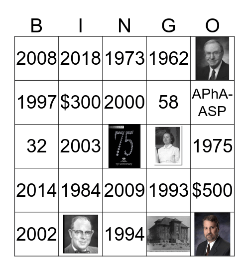 COP 75th Anniversary Bingo Card