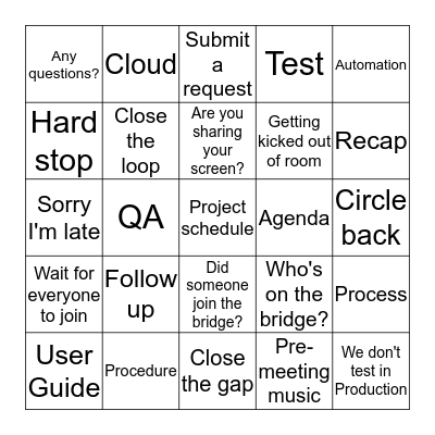 Conference Call Bingo Card