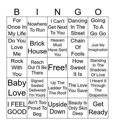 MOTOWN Bingo Card