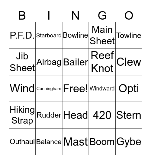 CFSA Sailing Bingo Card