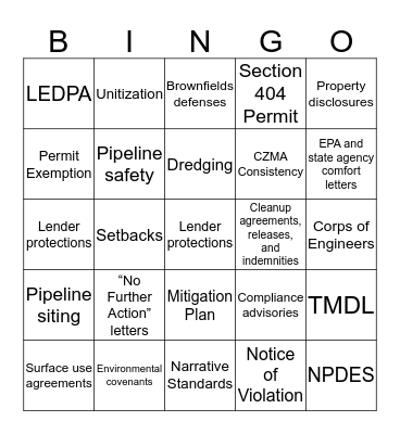 Enviro-Bingo Card