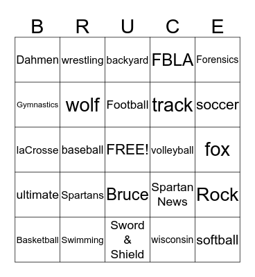 Bingo For Bruce Bingo Card