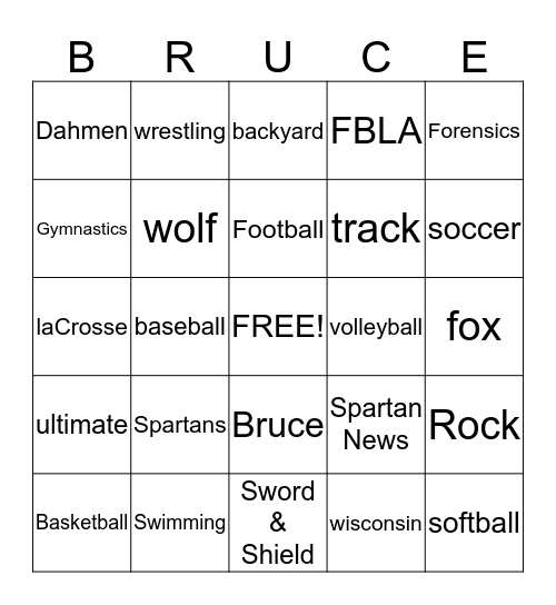 Bingo For Bruce Bingo Card