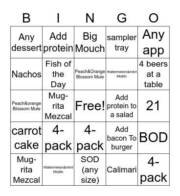 Mojito Day Bingo Card
