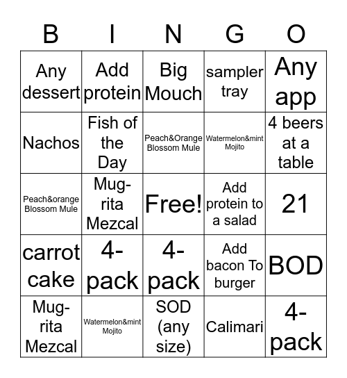 Mojito Day Bingo Card