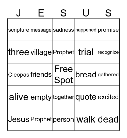 Christian Bingo Card