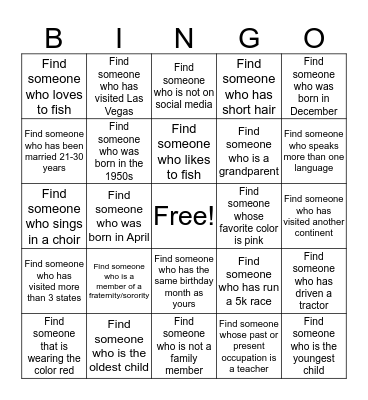 Macon Family Bingo Card