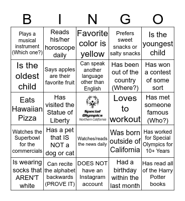 HUMAN BINGO Card