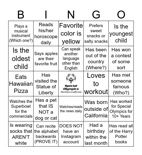 HUMAN BINGO Card