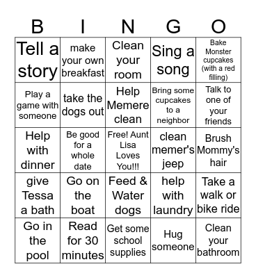 Summer Bingo Card