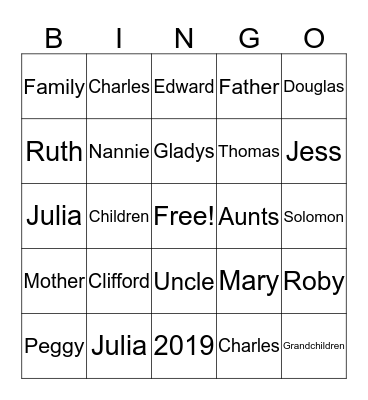 HOLT AND MOCK REUNION  Bingo Card