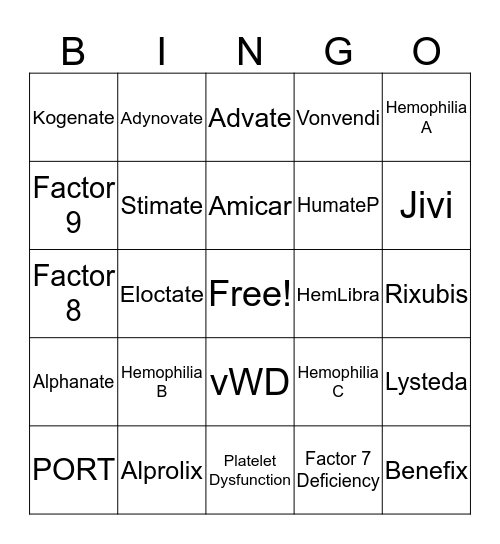 FACTOR Bingo Card