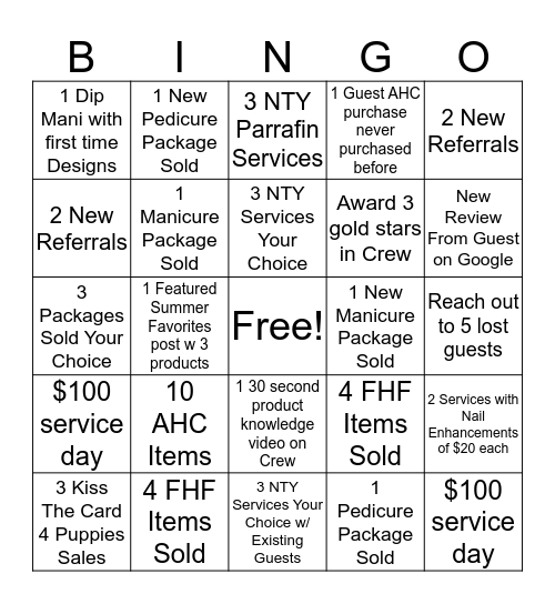 GLAM SQUAD NAIL TEAM BINGO  Bingo Card