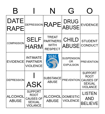 Sexual Assault Awareness Bingo Card