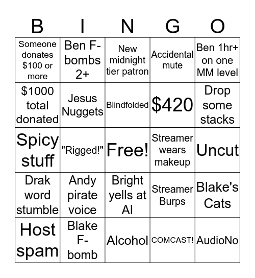 EG Summer 48hr Bingo Card