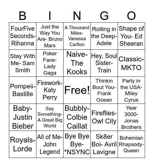 SINGO BINGO Card