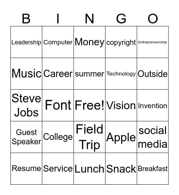 Leaders in Training Bingo Card