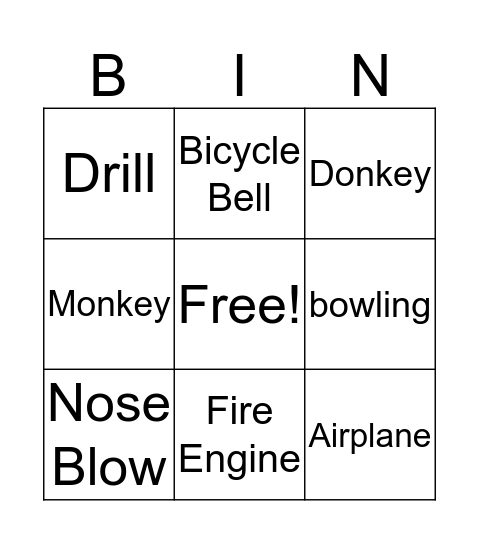 I Can Hear Bingo Card