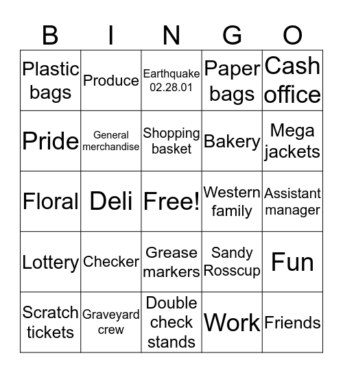 Mega Foods Bingo Card