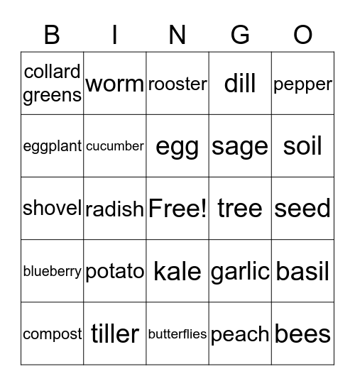 Capital City Farm - BINGO Card