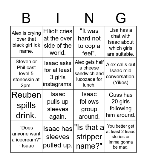2019 Convention Bingo Card