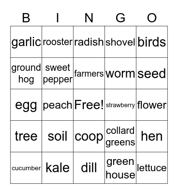 Capital City Farm - BINGO Card